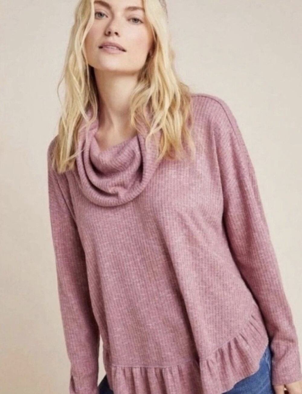 Maeve Anthropology Lavender Knit Sweater Women's Size Small Cowl Neck Pullover